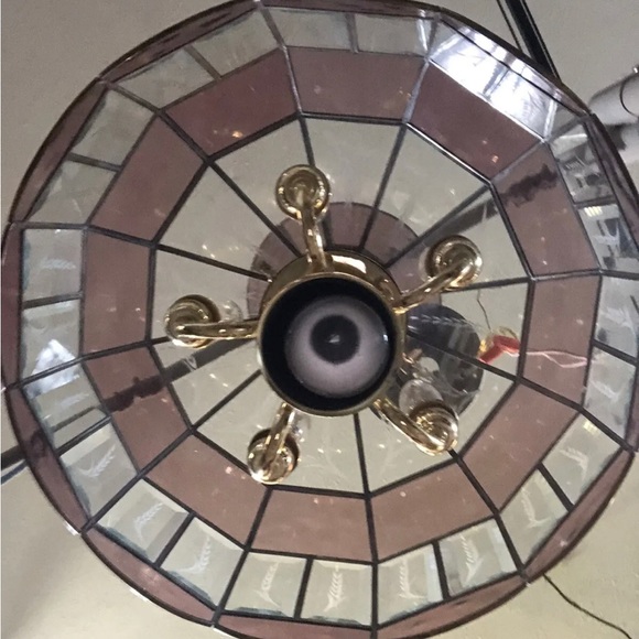 ☘️SOLD☘️Vintage New Box Tiffany Style Plate Glass Swag Ceiling Chandelier Light - Picture 7 of 13